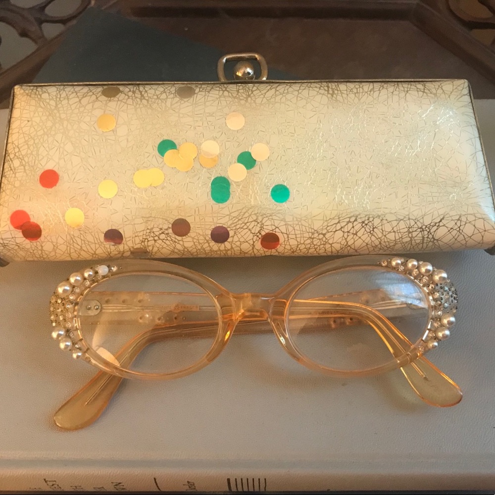 1950s Qualite France peach lucite eyeglasses